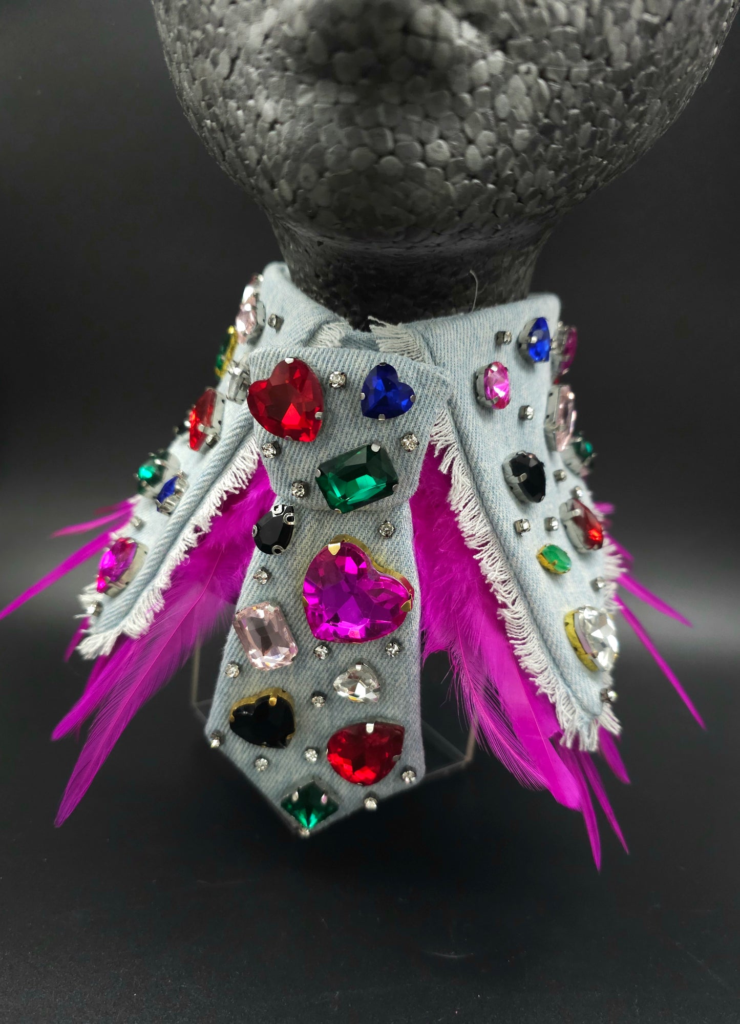 Light boujee denim collar and tie set- The interchangeable System