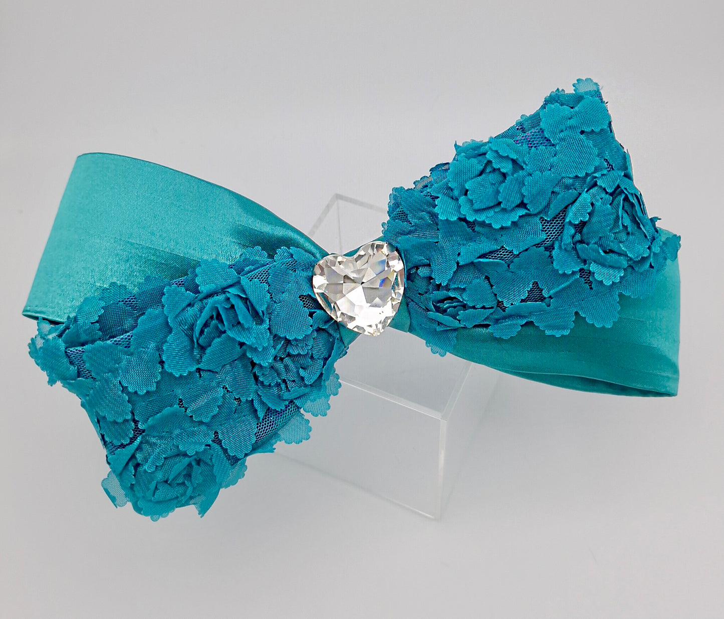 Turquoise rose large bow