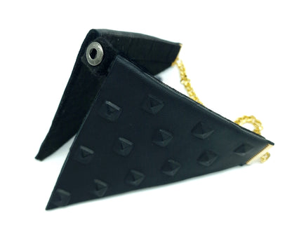 Black embossed leather collar necklace- The interchangeable System