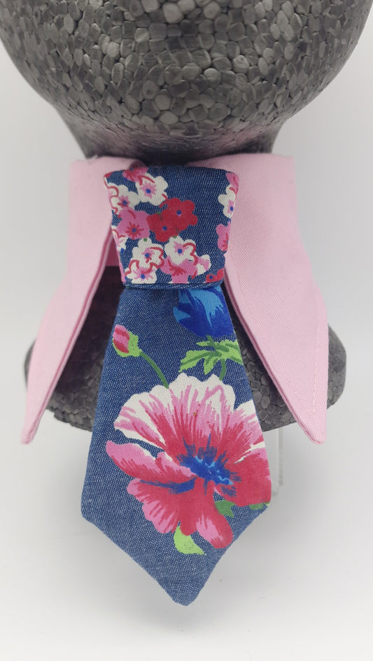 Denim garden tie set - longer collar version - The interchangeable tie system