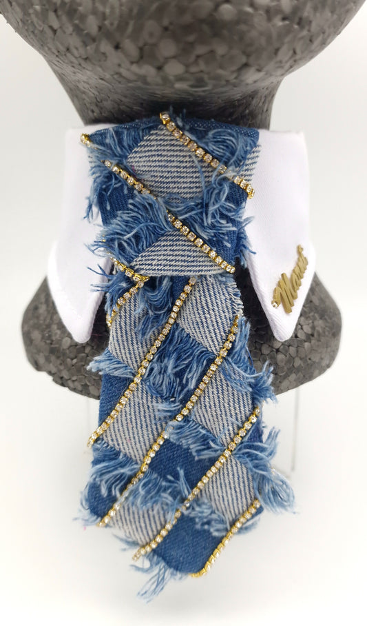 Shine like a diamond denim tie and collar - The interchangeable tie system