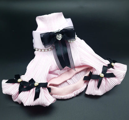 The pink pearl curved collar and bow - The interchangeable system