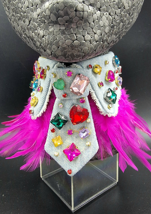 Light boujee denim collar and tie set- The interchangeable System