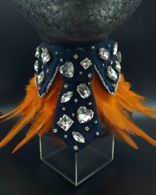 Dark boujee denim collar and tie set- The interchangeable System