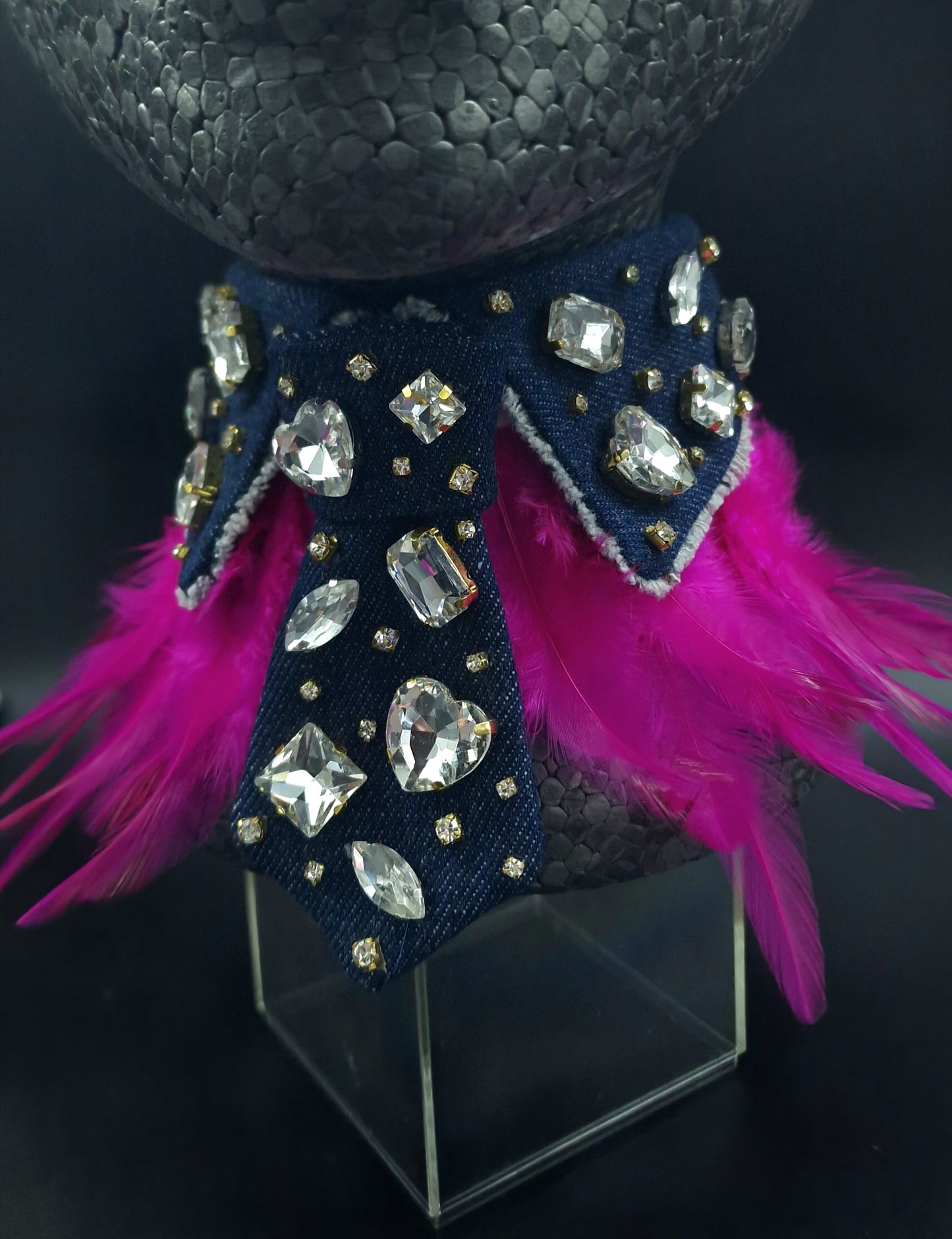 Dark boujee denim collar and tie set- The interchangeable System