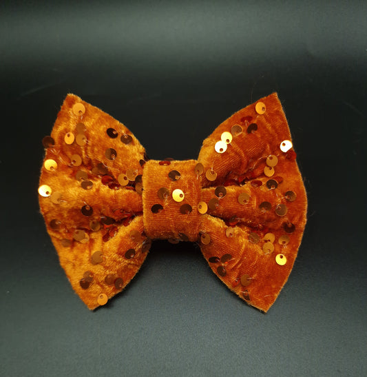 Burnt orange sequin bow- The interchangeable System