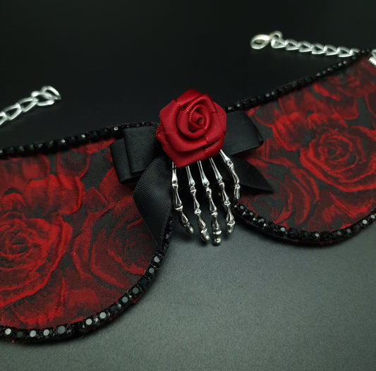 The red rose collar with skeleton hand centre- The interchangeable System