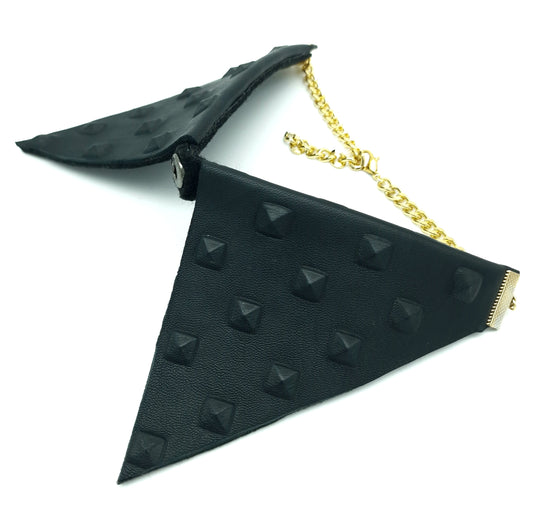 Black embossed leather collar necklace- The interchangeable System
