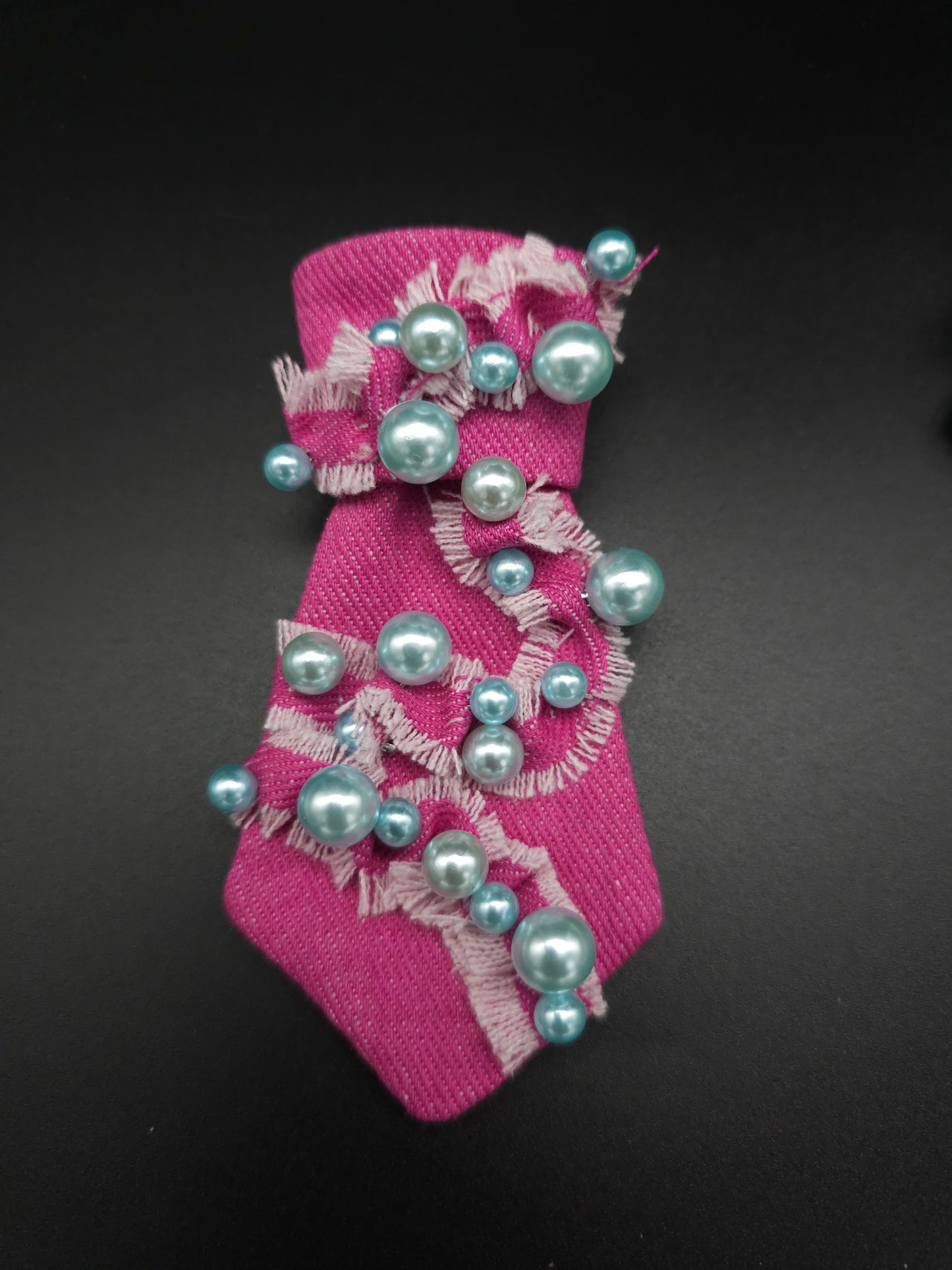 Pink denim pearl Tie